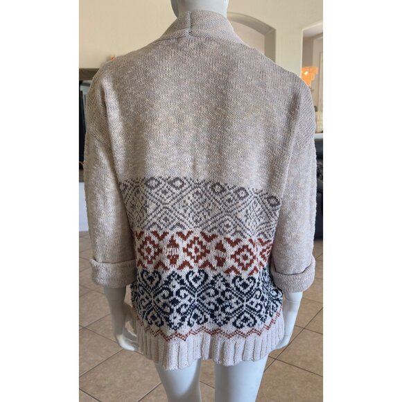 Women's 90's Fair Isle Cardigan Sweater 3/4 Sleeves Forever 21 Contemporary - Picture 3 of 4